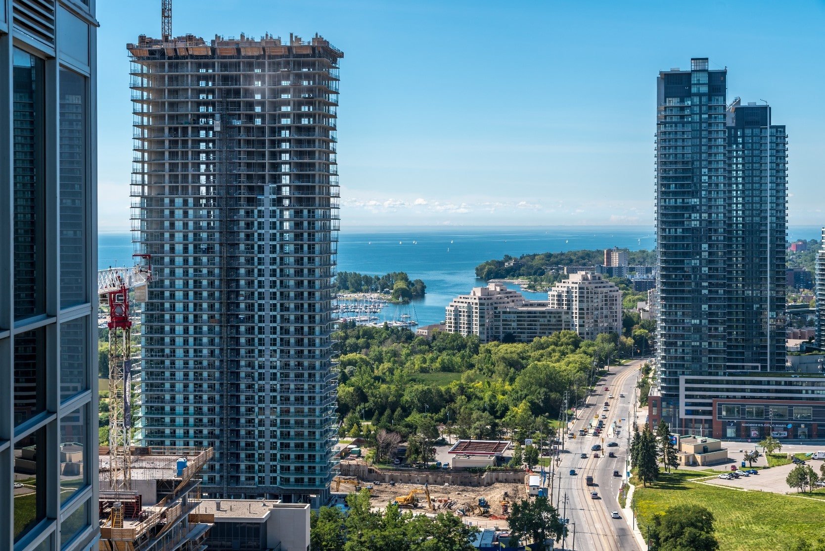 pre-construction condos for sale in Toronto, ON with Lake Ontario in the background