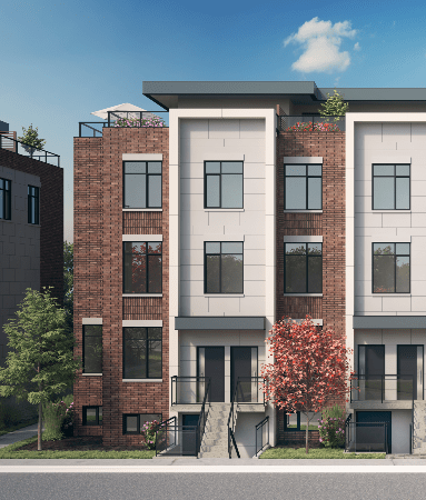 Rendering of townhomes at Rise at Stride Port Credit
