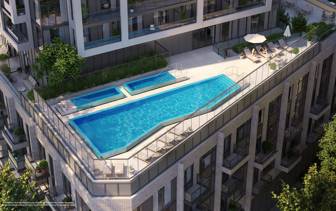 Rendering of rooftop pool at LSQ Condos
