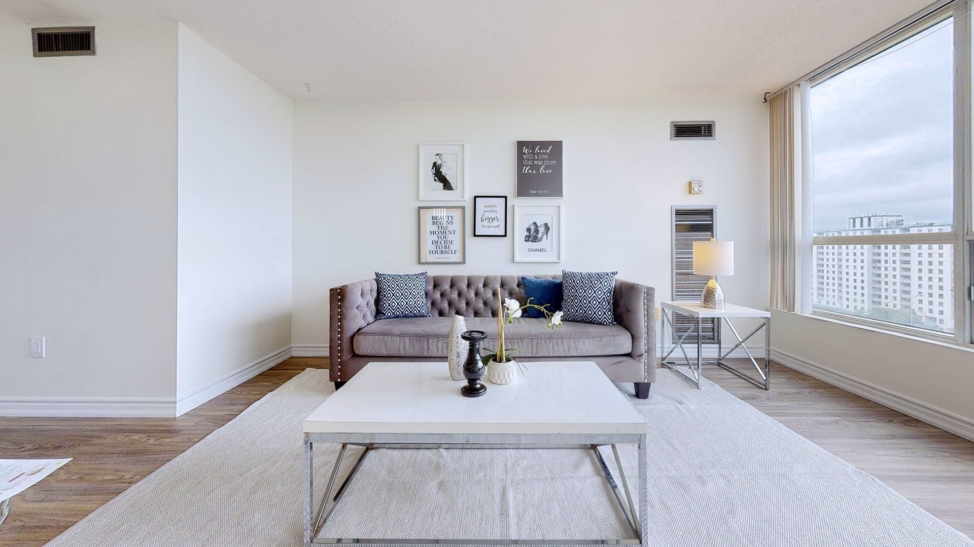 Modern living room in unit 1619 at 3050 Ellesmere Road, Scarborough